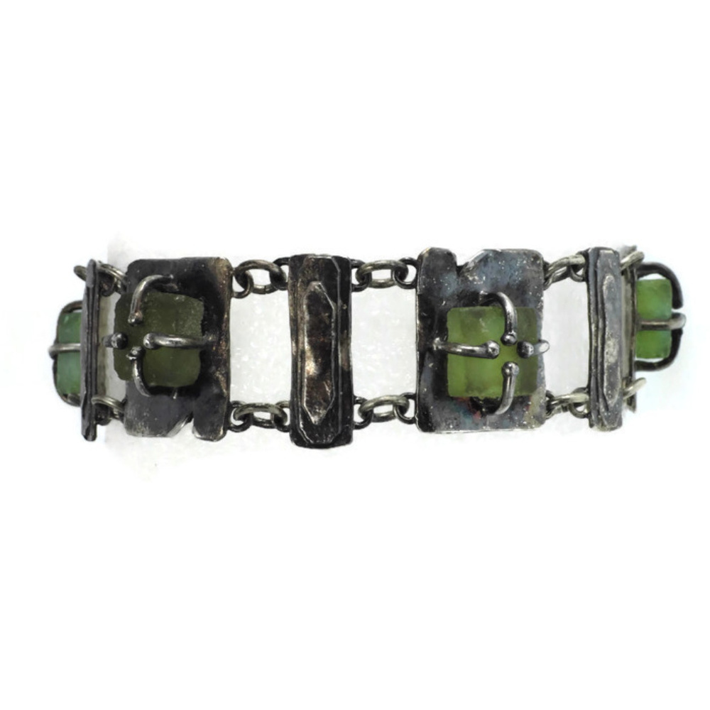 Israeli Bracelet Sterling Silver and Roman Glass Holy Land Artifact - Picture 8 of 8
